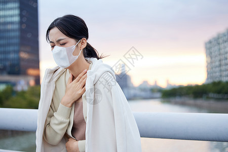 器官衰竭女性呼吸困难捂胸口背景