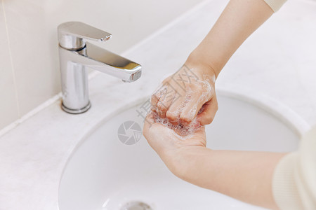七步洗手法洗手消毒特写高清图片