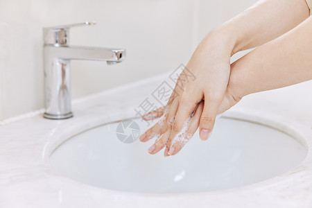 清洁洗手步骤七步洗手法特写背景