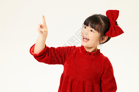 中国风可爱小女孩手指左边背景图片