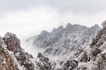 冬季山水画河南老君山银装素裹大雪封山雪景背景