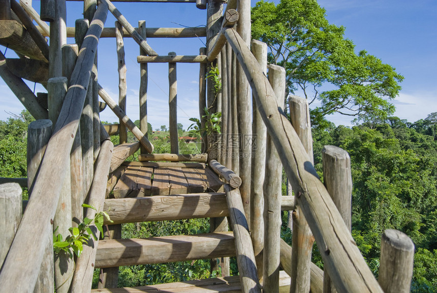 观鸟塔的木质楼梯在巴西亚图片