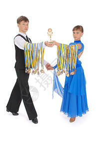 有许多金银和铜奖牌获得者舞会厅蹈图片