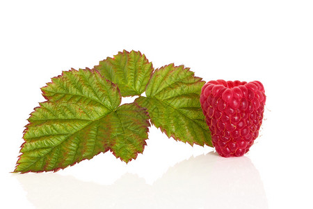 草莓水果有叶子螺旋孤立于白图片