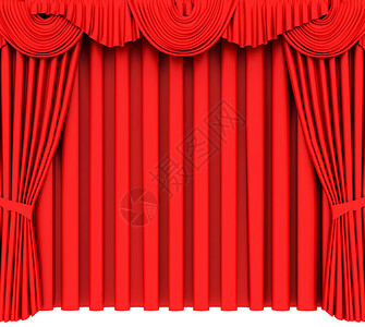孤立在白色背景上的红色剧院幕布背景图片