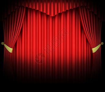 带聚光灯的红色剧院幕布图片