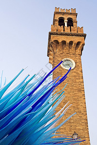 穆拉诺琉璃戒指钟楼穆拉诺威尼斯意大利背景