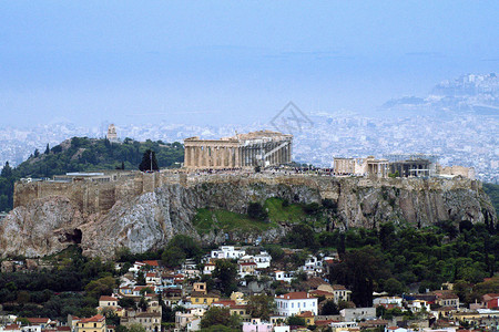 希腊雅典卫城上的帕台农神庙图片