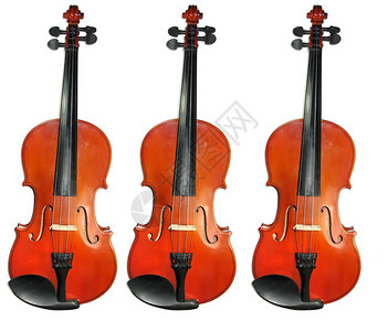 三个经典小提琴在白色图片