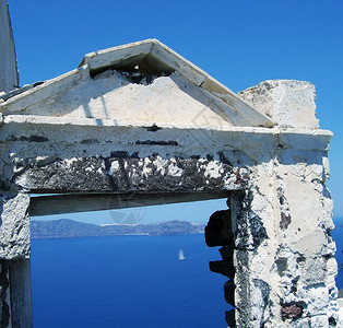 从希腊群岛桑托里尼岛的fira港图片