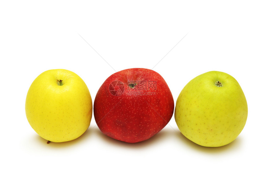 三个苹果在白色图片