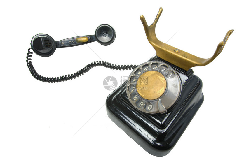 旧古老的黑色传统电话图片