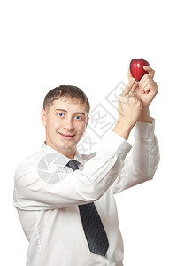 显示红苹果的商人背景图片