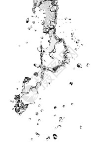 水溅与气泡隔离在白色背景图片