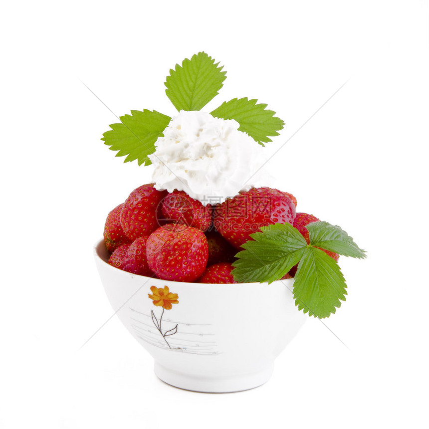 草莓甜点加上白纸图片