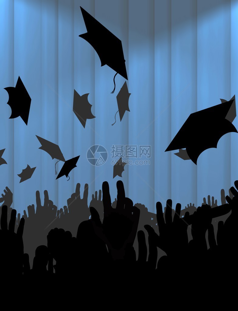 许多毕业生把帽子扔在空中图片