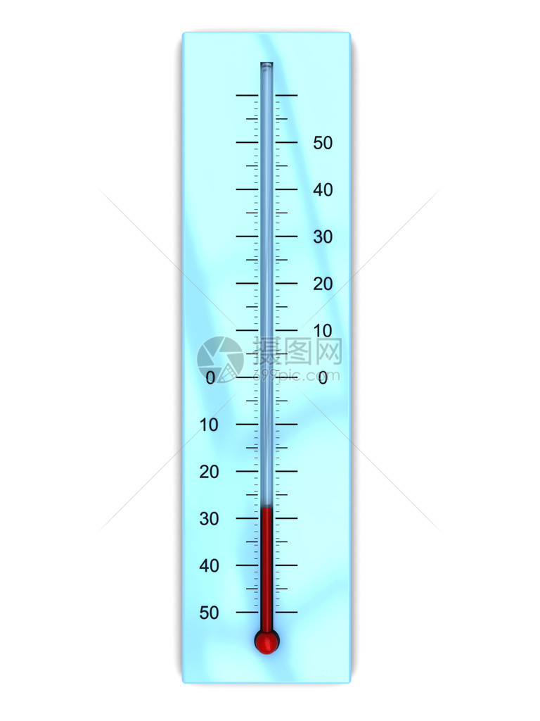 3d显示温度计的冷温度与图片