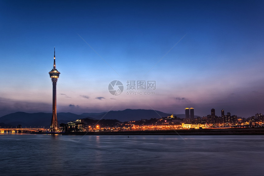 夜以继日的城市风景与著名的旅行塔在中图片