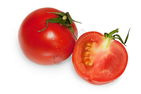 一个半切的西红柿孤立图片