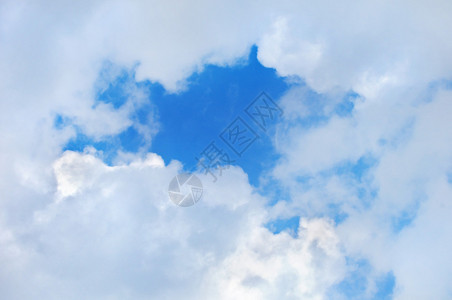 与积云在蓝天的背景图片