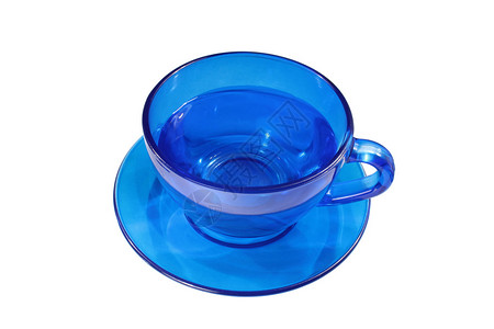 蓝茶杯和碟子特制的白图片