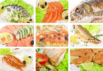 一套不同的美味鱼菜图片