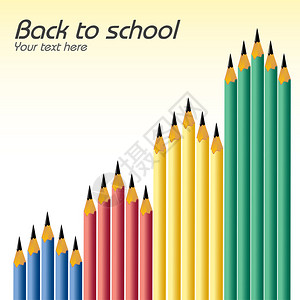 用彩色铅笔回到学校的插图背景图片