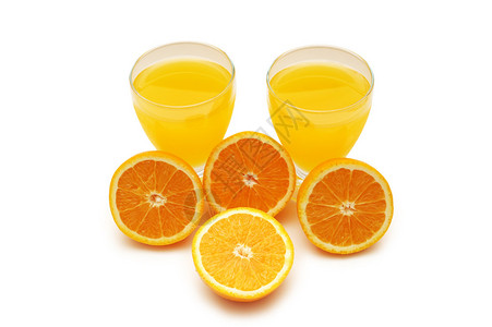 半切橘子和橙汁图片