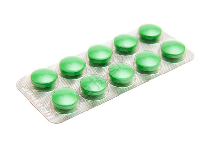 孤立在白色背景上的绿色药丸背景图片