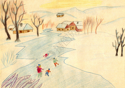 农村冬季现场儿童图片