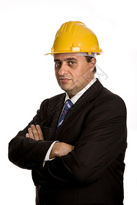 一个黄色帽子的工程师图片