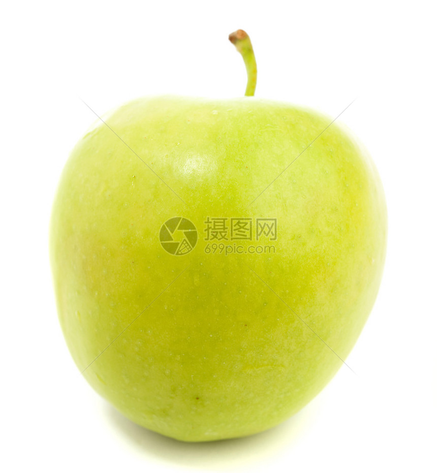 在白色背景中孤立的绿色苹果图片