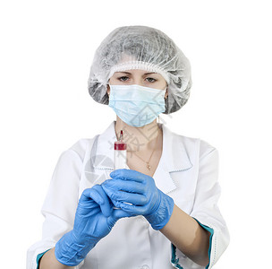 白色背景上带注射器的护士图片