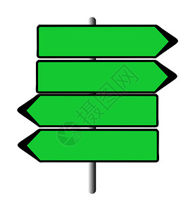 指向相反方向的空白绿色定向路标背景图片