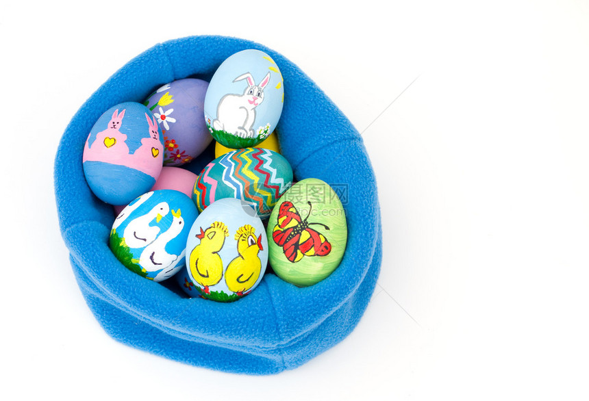 彩色手工绘画的复活节鸡蛋图片
