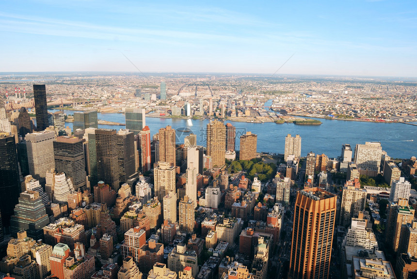 纽约市曼哈顿天际线全景鸟瞰图图片