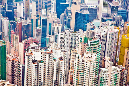从山顶俯瞰香港城市全景图片