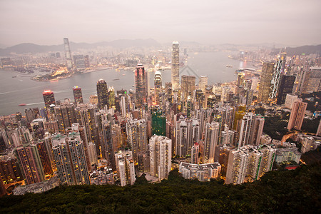 从维多利亚峰到海湾的香港观景和明图片