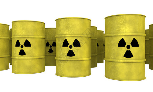 黄色核废料桶行图片