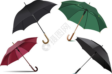 四种打开的雨伞插图图片