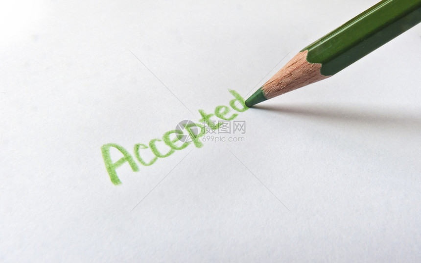 一支铅笔写着接受这个词图片