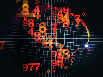 数字和几何网格在科学计算和现代技术主题背景图片