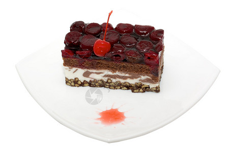 白色背景的草莓蛋糕Raspberry图片