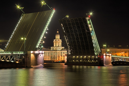 圣彼得堡宫桥夜幕俄图片