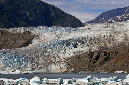 孟登霍尔冰川夏季在阿拉斯加的J图片