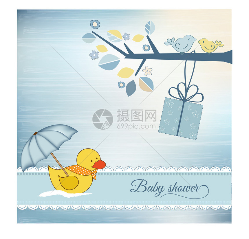 带鸭子的婴儿洗澡公告卡图片