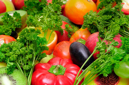 水果和蔬菜上白色孤立图片