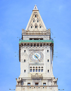 波士顿海关大楼钟特写在市中心图片