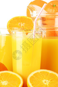 杯橙汁和水果图片