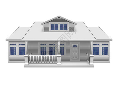 白色背景小房子的3D插图图片